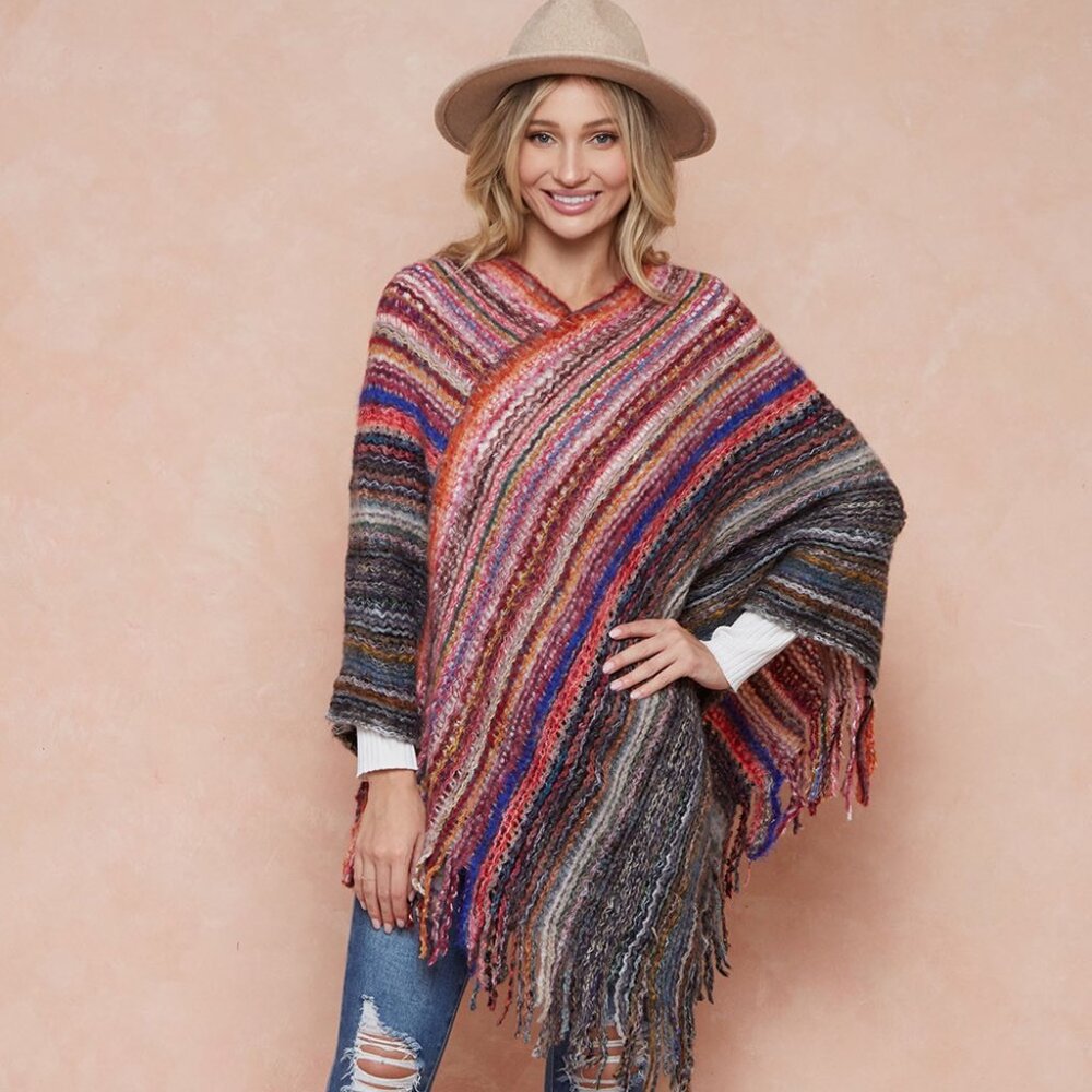 new ON BLUE PONCHO BOHEMIAN HIPPIE STEVIE KNICK S-XL western SHABBY CHIC RED TAN